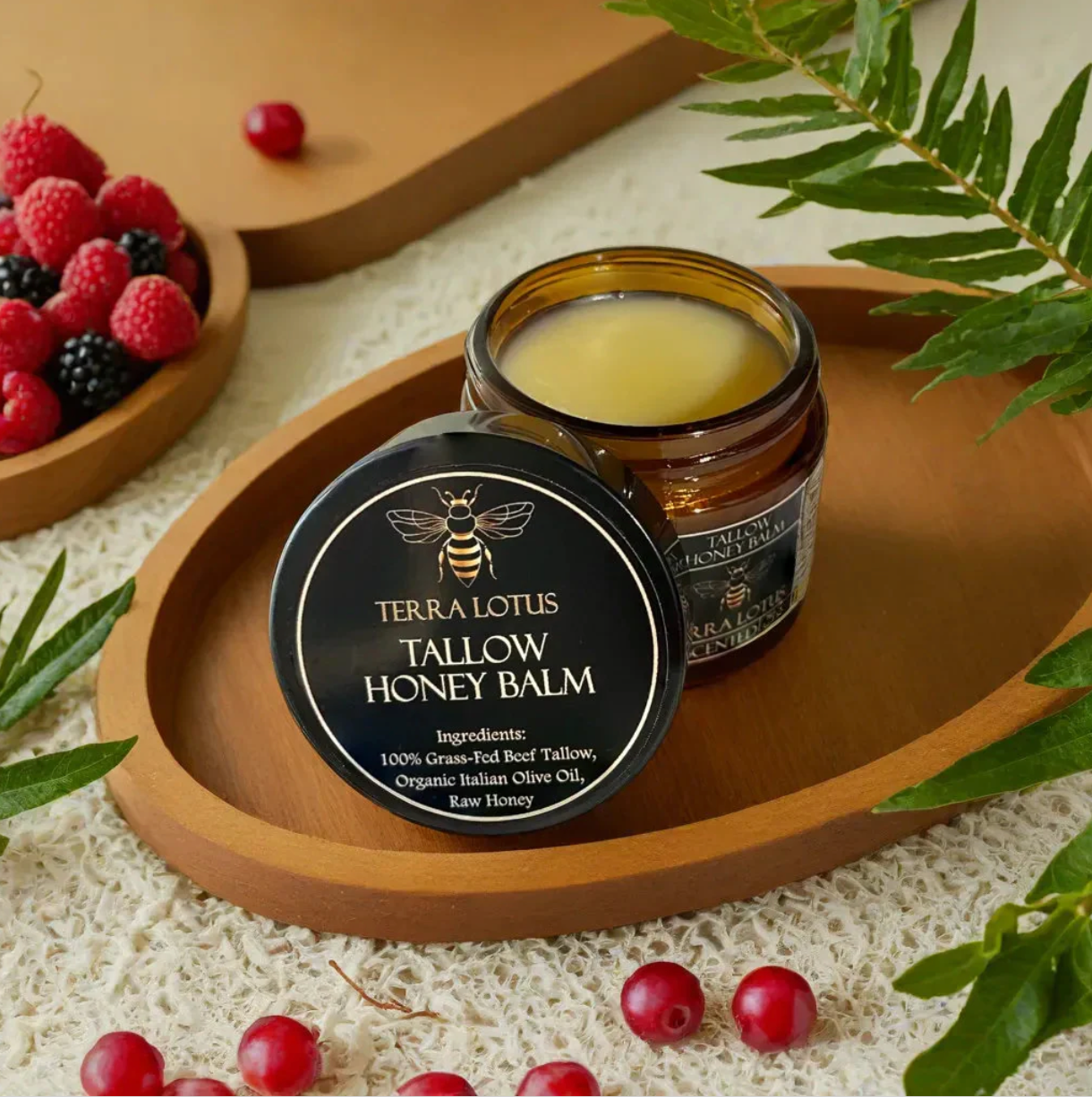 Organic Grass-Fed Beef Tallow Balm with Raw Honey - Moisturizing Cream for Soft, Smooth Skin - Handmade All-Natural Moisturizer 4oz